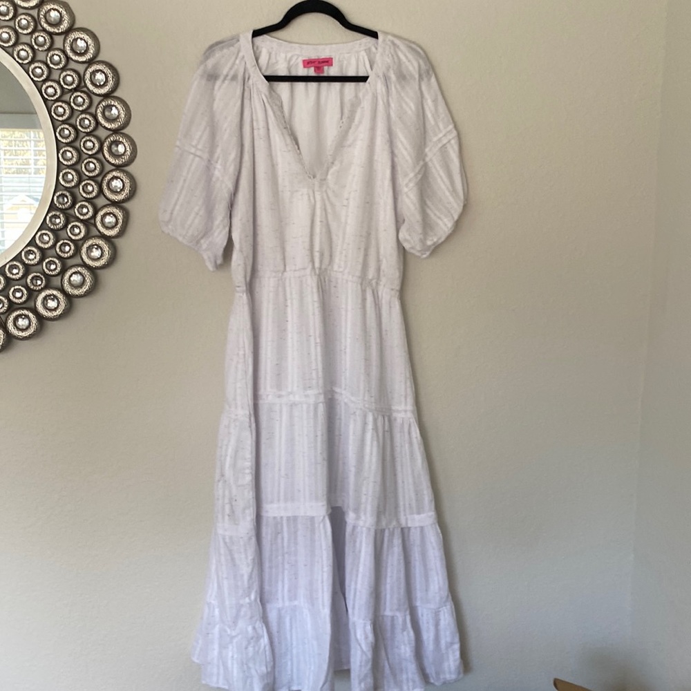 Betsey Johnson Snow White Speckled Lined Tiered XL Dress